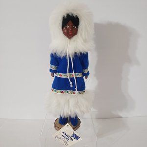 Vintage Eskimo 11" Doll Blue Outfit Handcrafted Artisan 11" Eskimo Doll